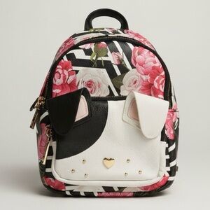 Betsey Johnson Kitsch Floral/Plaid Puppy Mini Backpack & Card Case